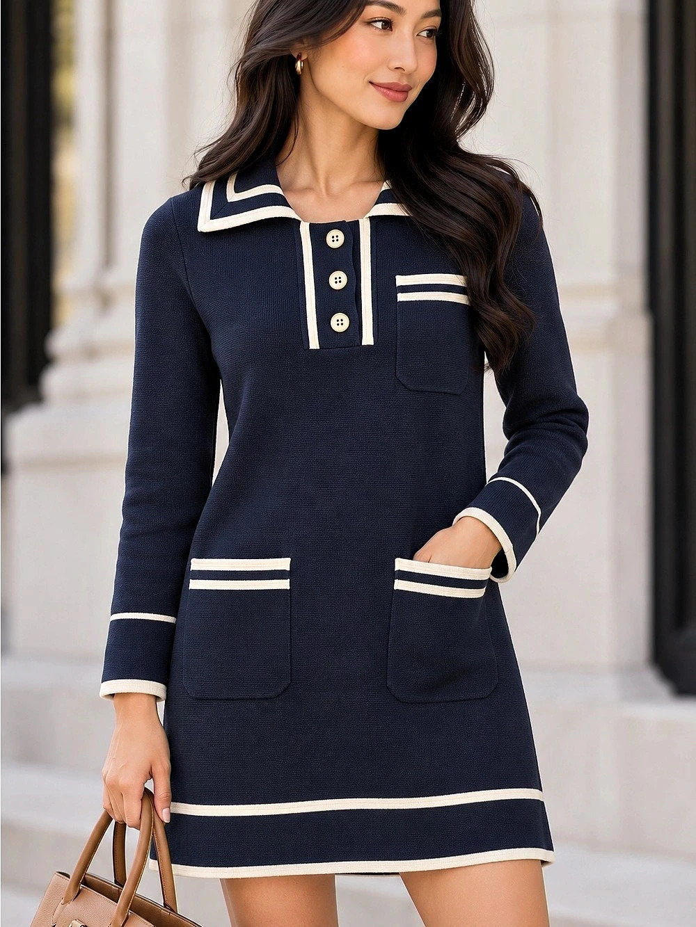 Tuckernuck Color Block Mini Dress in Blue & White Size XS NWT